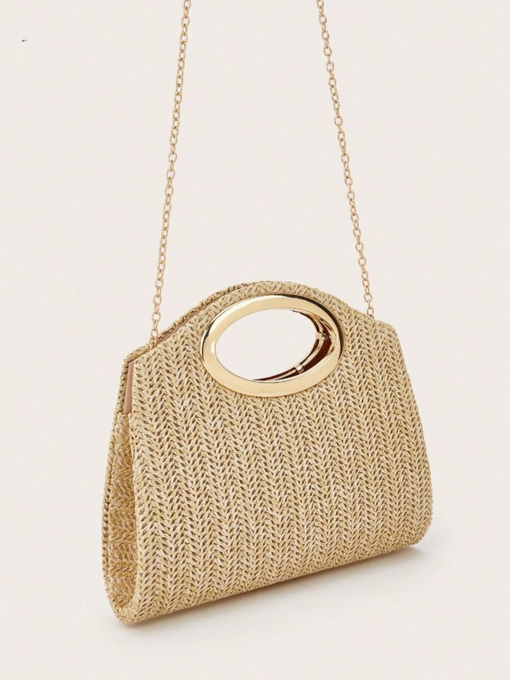 Khaki Versatile Minimalist Woven Women's handle and Shoulder Bag - Picture 4 of 9